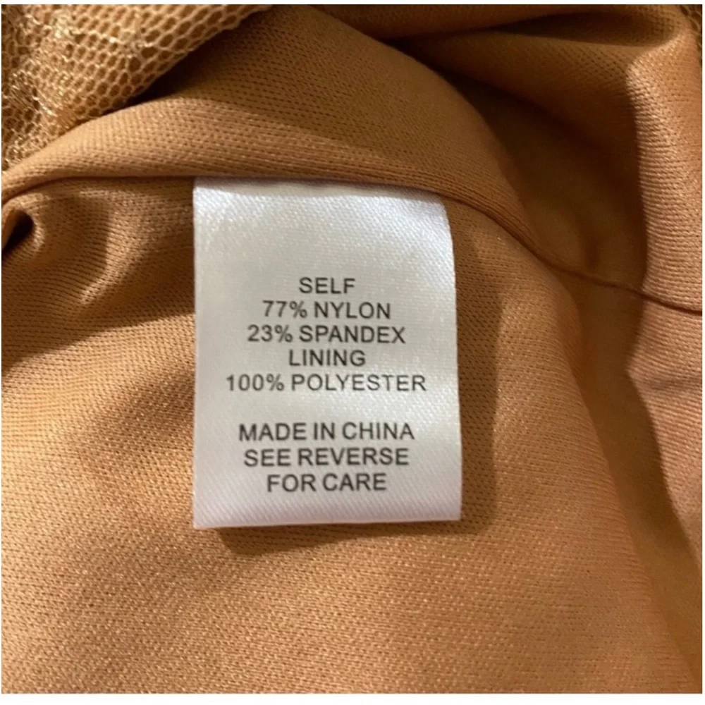Willow Tan Peach Sparkle Ruched Long Sleeve Crop Top Size Medium